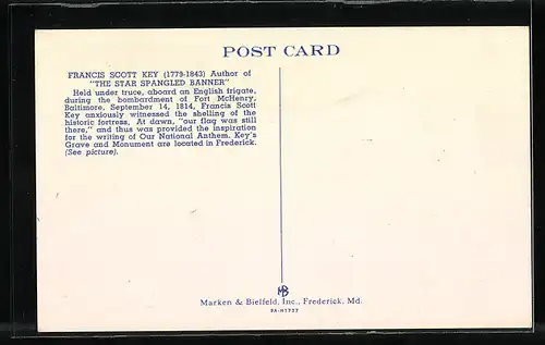 AK Frederick, MD, Francis Scott Key Hotel, Grave and Monument