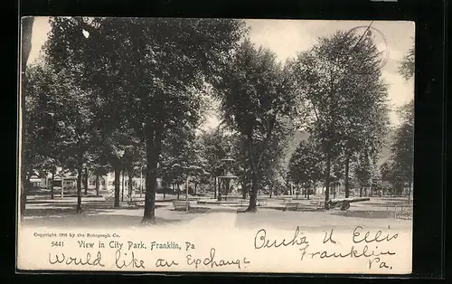 AK Franklin, PA, View in City Park