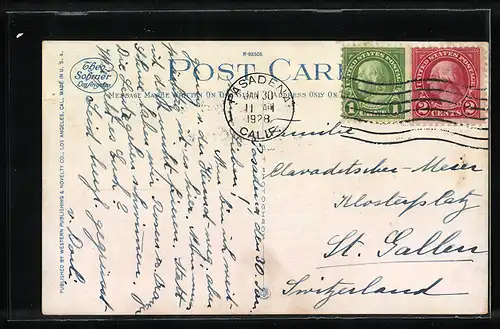 AK Pasadena, CA, Snow capped Mountains from Oak Knoll