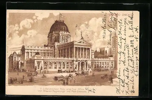 Künstler-AK Chicago, IL, U. S. Government Bldg. and Post Office
