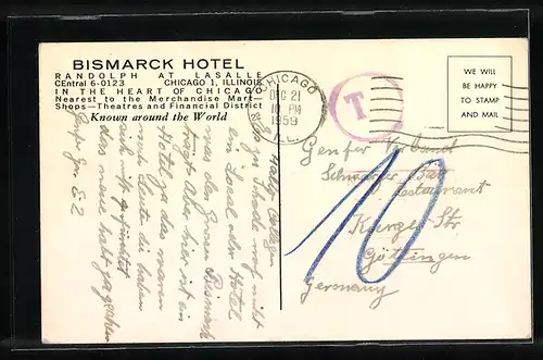 AK Chicago, IL, Bismarck Hotel