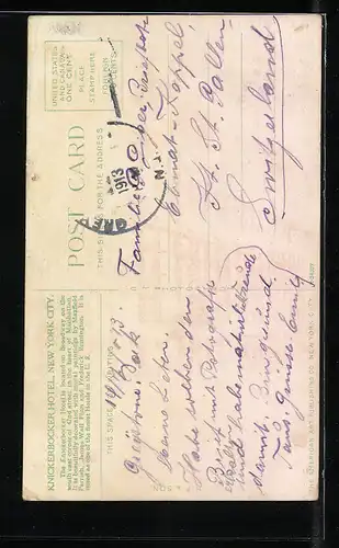AK New York, NY, Knickerbocker Hotel