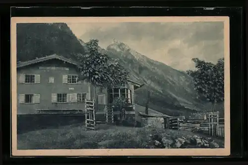 AK Gerstruben i. Allgäuer Alpen, Hütte mit Höfats