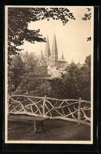 AK Lübeck, Blick von der Bahnhofshöhe