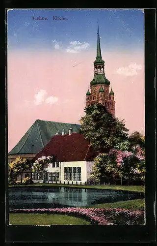 AK Itzehoe, Teichpartie mit Kirche