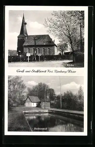 AK Staffhorst / Kr. Nienburg, Kirche und Badeanstalt
