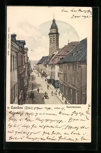 AK Landau / Pfalz, Marktstrasse mit Passanten