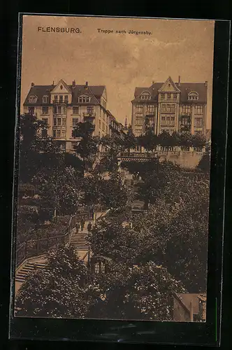 AK Flensburg, Treppe nach Jürgensby