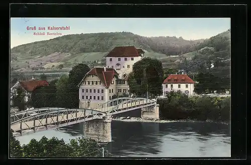 AK Hohentengen / Hochrhein, Schloss Rötteln mit Brücke aus der Vogelschau