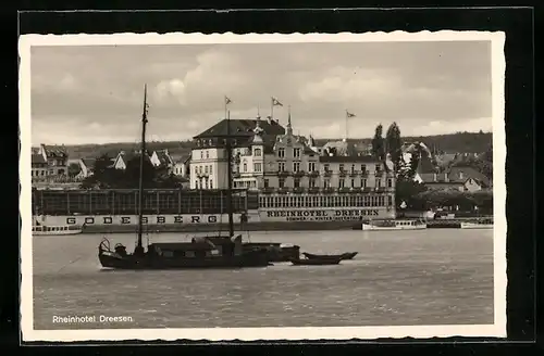 AK Bad Godesberg, Rheinhotel Dreesen, vom Rhein gesehen