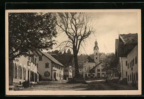 AK Kohlgrub, Dorfpartie mit Kirche