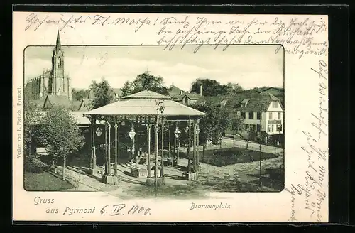 AK Pyrmont, Blick auf den Brunnenplatz mit Kirche