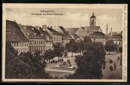 AK Schweinfurt, Marktplatz mit Rückertdenkmal