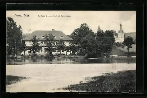 AK Auma /Thür., Kurhaus Sophienbad am Kesselsee