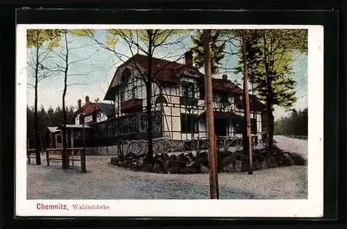 AK Chemnitz, Blick auf das Gasthaus Waldschänke