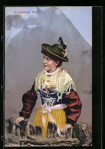 AK Werdenfelser Mädl in oberbayerischer Tracht