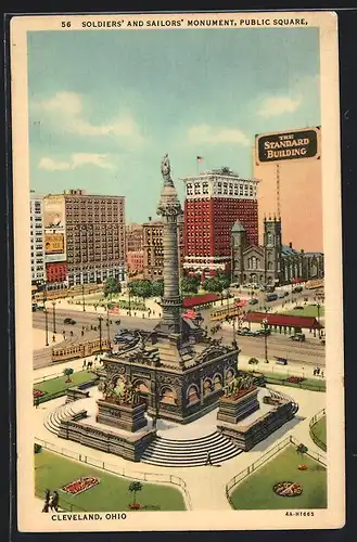 AK Cleveland, OH, Soldiers` and Sailors` Monument, Strassenbahn