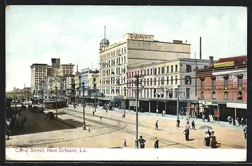 AK New Orleans, La., Canal Street, Strassenbahn