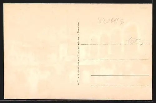 AK Tunis, Place Bab Souika, Strassenbahn in geschäftiger Strasse