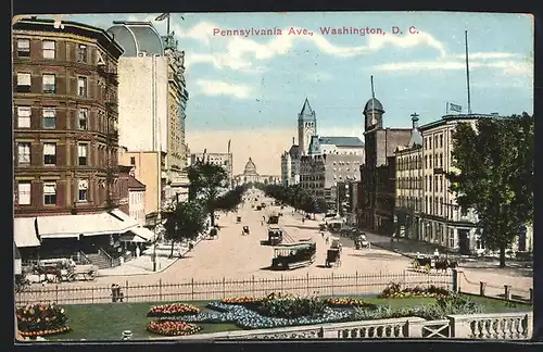 AK Washington DC, Pennsylvania Ave, Tramway, Strassenbahn