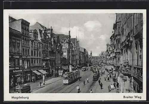 AK Magdeburg, Strassenbahn am Breiten Weg