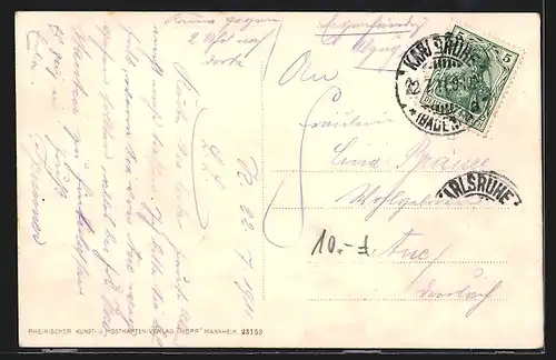 AK Karlsruhe, Marktplatz mit Strassenbahn