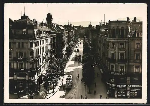 AK Zürich, Strassenbahn in der Bahnhofstrasse