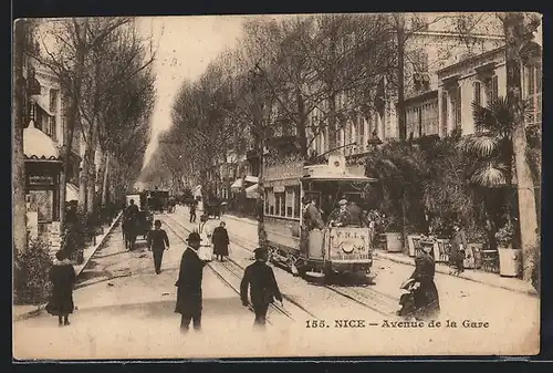 AK Nice, Strassenbahn in der Avenue de la Victoire