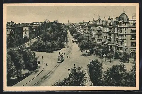 AK Augsburg, Kaiserstrasse mit Strassenbahn