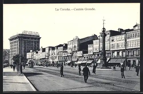 AK La Coruna, Cantón Grande, Strassenbahn