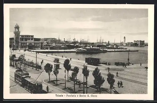 AK Trieste, Pescheria e Bacino S. Marco, Strassenbahn