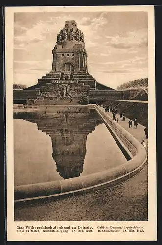 AK Leipzig, Völkerschlachtdenkmal mit Teich