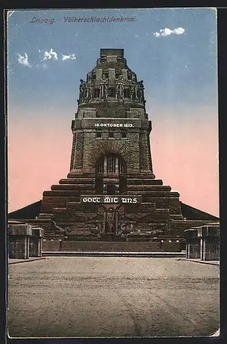 AK Leipzig, Völkerschlachtdenkmal mit Datum der Einweihung am 18. Oktober 1913