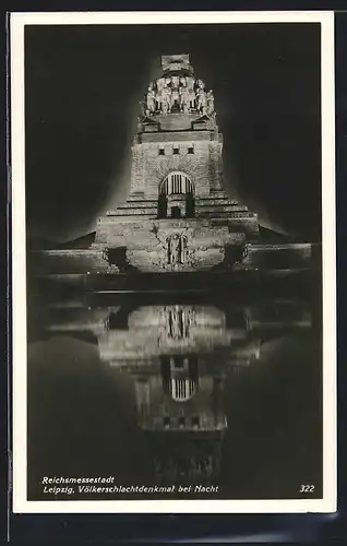 AK Leipzig, Völkerschlachtdenkmal bei Nacht