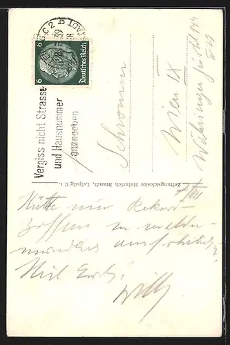 AK Leipzig, Völkerschlachtdenkmal bei Nacht