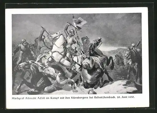 AK Rednitzhembach, Markgraf Albrecht Achill im Kampf mit den Nürnbergern 1450
