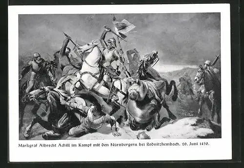 AK Rednitzhembach, Markgraf Albrecht Achill im Kampf mit den Nürnbergern 1450