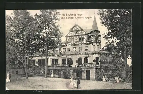 AK Bad Lippspringe, Café Neuer Kursaal, Arminius-Kurpark