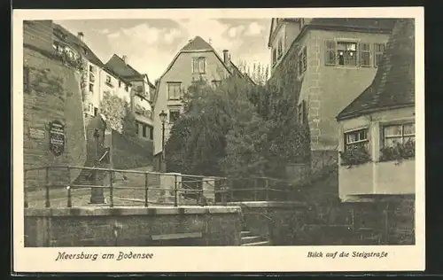 AK Meersburg am Bodensee, Blick auf die Steigstrasse mit Treppe