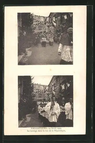 AK Vaucouleurs, Le Cortège dans la rue de la Rèpublique 1929
