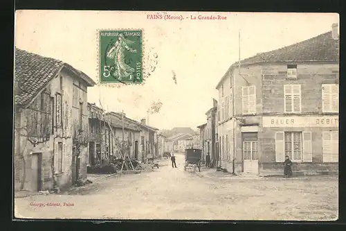 AK Fains, La Grande-Rue, Strassenpartie