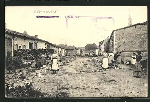 AK Génicourt, Grande-Rue, Strassenpartie