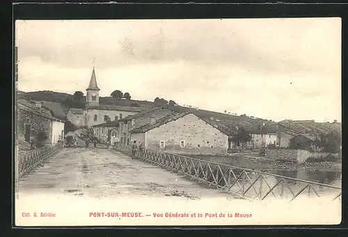 AK Pont-sur-Meuse, Vue Générale et le Pont de la Meuse