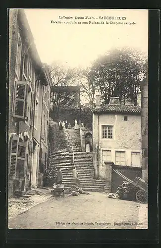 AK Vaucouleurs, Escalier conduisant aux Ruines de la Chapelle castrale