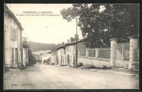 AK Clermont-en-Argonne, la Rue Porte-des-Bois et le Preventorium