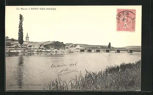 AK Pont-sur-Meuse, Flusspartie