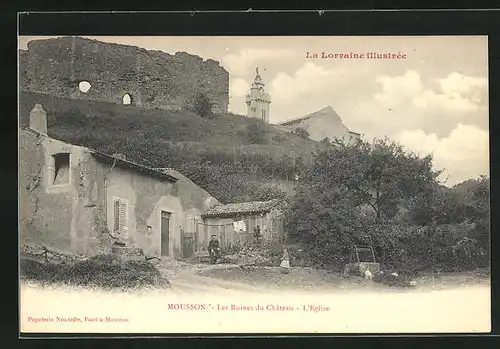 AK Mousson, les Ruines du Chateau, l'Eglise