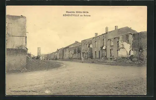 AK Remereville, Village en Ruines, zerstörte Gebäude