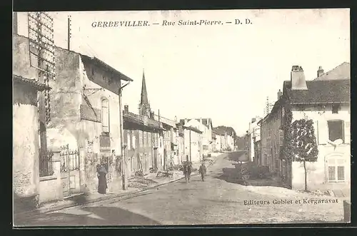 AK Gerbéviller, Rue Saint-Pierre, Strassenpartie