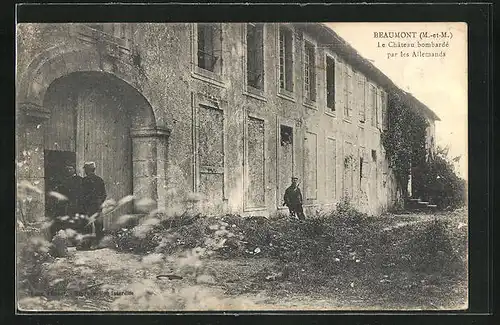 AK Beaumont, le Chateau bombarde par les Allemands
